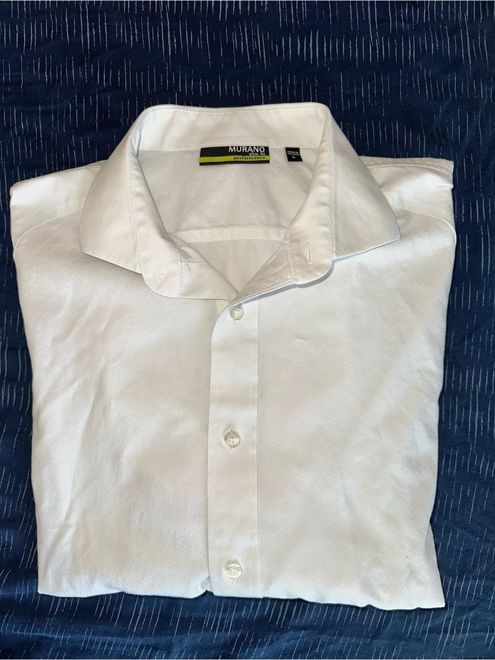 Murano Slim Fit Performance Stretch White Dress Shirt L Workwear Casual Fitted L